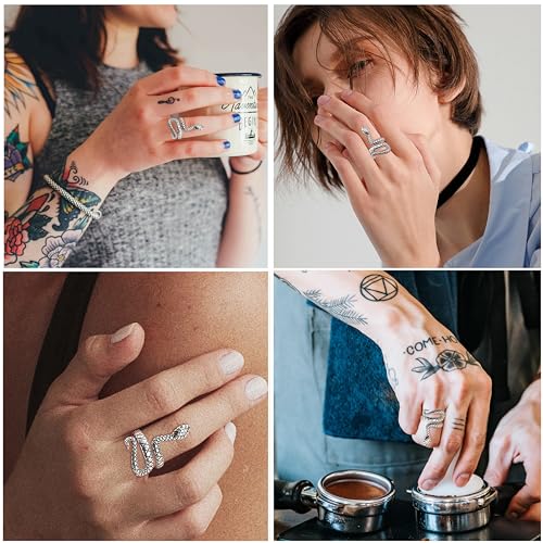 Sllaiss 925 Sterling Silver Snake Ring for Women White Gold Plated Vintage Punk Rings Adjustable Open CZ Animal Snake Finger Ring Jewelry2