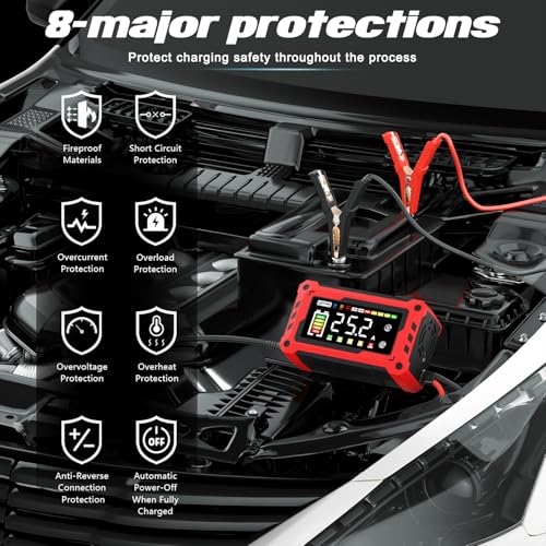Image of COREBOX Battery Charger 25-Amp 12V /24V Automatic Smart Battery Trickle Charger, Battery Maintainer Desulfator with Temperature Compensation for Car Truck Motorcycle Lawn Mower Marine