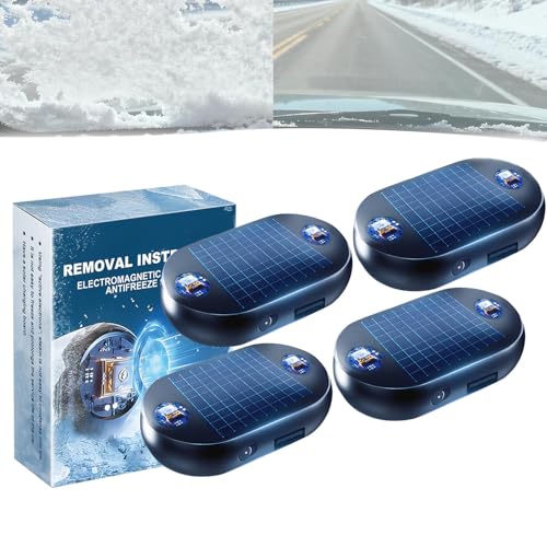 Anti-freeze Electromagnetic Car Snow Removal Device 2026 New Portable Solar Electromagnetic Molecular Interference Freeze and Snow Remover Instrument for Ice and Snow Scraping (4 PCS)