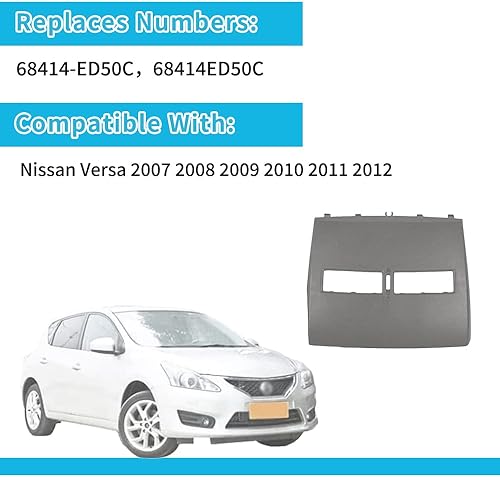 Miniatura 2 de Marco de ventilación central superior frontal para salpicadero, bisel central, marco de ventilación para salpicadero, color negro, 68414-ED50C
