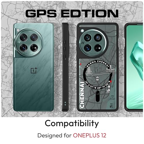 Image of KAPAVER Mag-X Back Cover Case Compatible with OnePlus 12 5G (PC+TPU) (GPS Chennai), Black