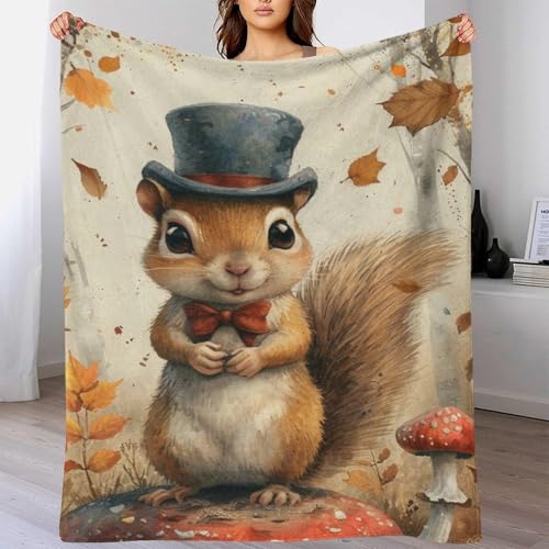 Couverture lit microfibre légère anti-froid - Plaid chaud écureuils 150x200cm - 6