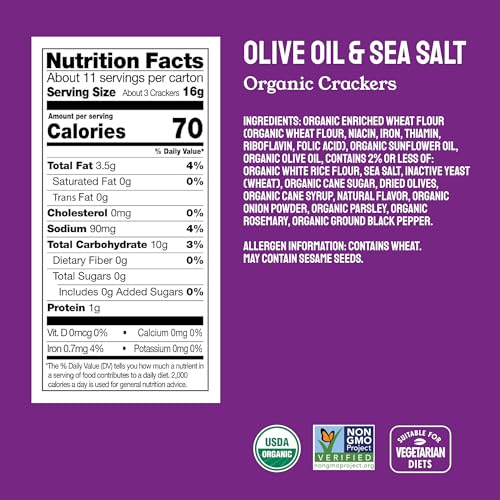 Milton's Organic Crackers Variety Bundle (Multi-Grain, Olive Oil & Sea Salt, Himalayan Salt) - Certified Organic, Non-GMO Project Verified, Kosher, Great for Charcuterie Boards - 6 Oz, Pack of 3