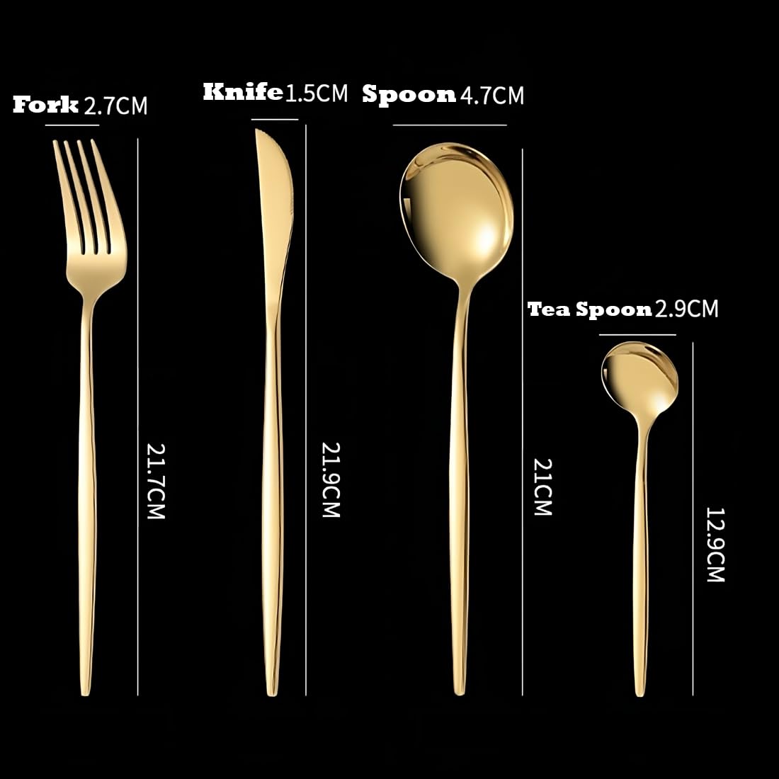 BonZeaL Gold Flatware Set - Luxury Stainless Steel for 12 -8