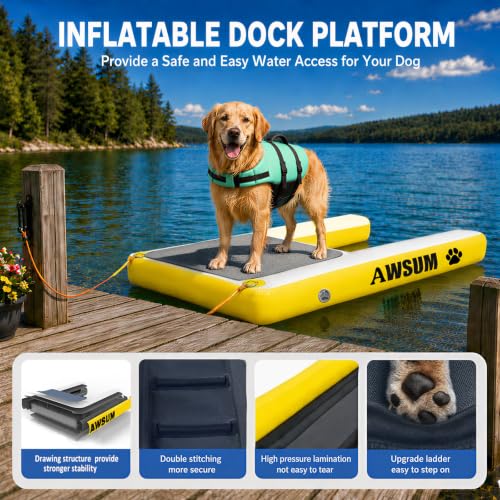 AWSUM Aufblasbare Hunde-Wasserboot-Rampe, schwimmende Leiter für bis zu 118,9 kg