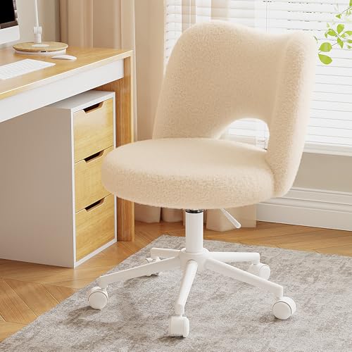Vanity Chair with Wheels Armless, Cute Vanity Chair with Back,Ult...
