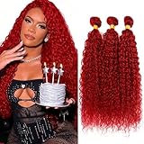 Red Bundle Braight Red Kinky Curly Human Hair Bundles Unprocessed Virgin Hair Weave 3 Bundles 12 14 16 Inch Burgundy Curly Bundle 150G