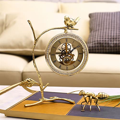 Reloj de mesa con forma de pájaro de cobre estilo nórdico para escritorio 8