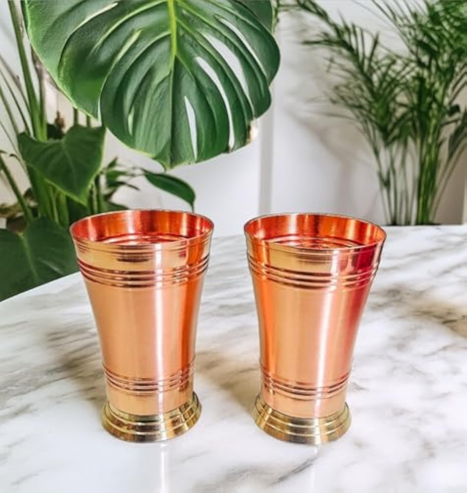 Copper Glass with Brass Bottom for Serving Drinks