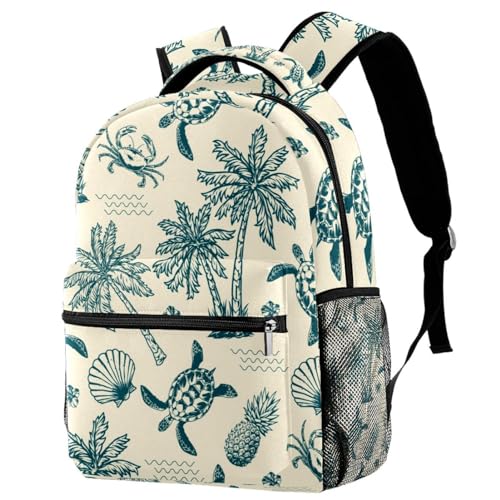 Sac à dos motif palmier et crabe avec compartiments spacieux
