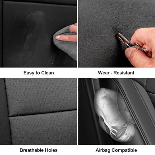 Image of GIANT PANDA Wrangler Seat Covers Custom Fit for Jeep Wrangler,Premium Waterproof Faux Leather,Red,2013-2017 JK 4Dr 2016 2015 2014 Full Set