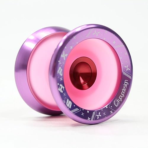Miniatura 2 de SHFX Speedaholic FX Yoyó - Finger Spin Extreme - YoYo híbrido (rosa oscuro translúcido con anillo rosa)