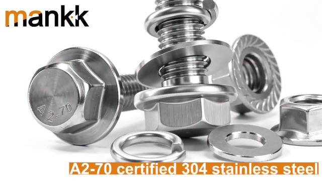 Image of mankk 260PCS Flange Head Bolts Assortment Kit 1 /4-20 x (1 /2 inch,5 /8 inch,3 /4 inch,1 inch,1-1 /4 inch) 304 Stainless Steel SAE Flange Hexagon Screws and Serrated Flange Nuts Kit