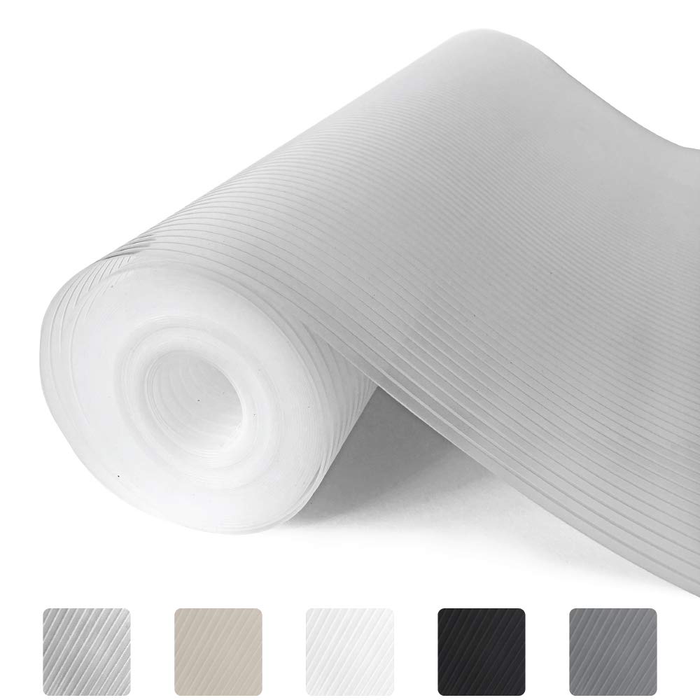 GORILLA GRIP DuraGuard Shelf Liner, Non-Adhesive Cabinet Liners for Kitchen Drawers, Shelves, Refrigerator, Pantry Storage, Bathroom Closet, Durable Waterproof BPA Free Ribbed Plastic, 17.5x10 Clear