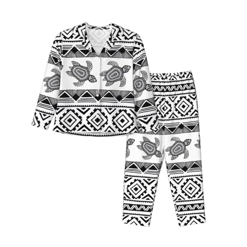 Pyjama femme imprimé tortue ethnique : idée cadeau vêtement de nuit