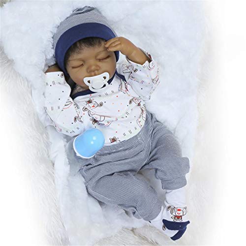 Free Shipping Over $50 Zero Pam Newborn Reborn Baby Dolls Boy Black 20 Inch African American Dolls Real Life Baby Boy Sleeping Baby Biracial Look