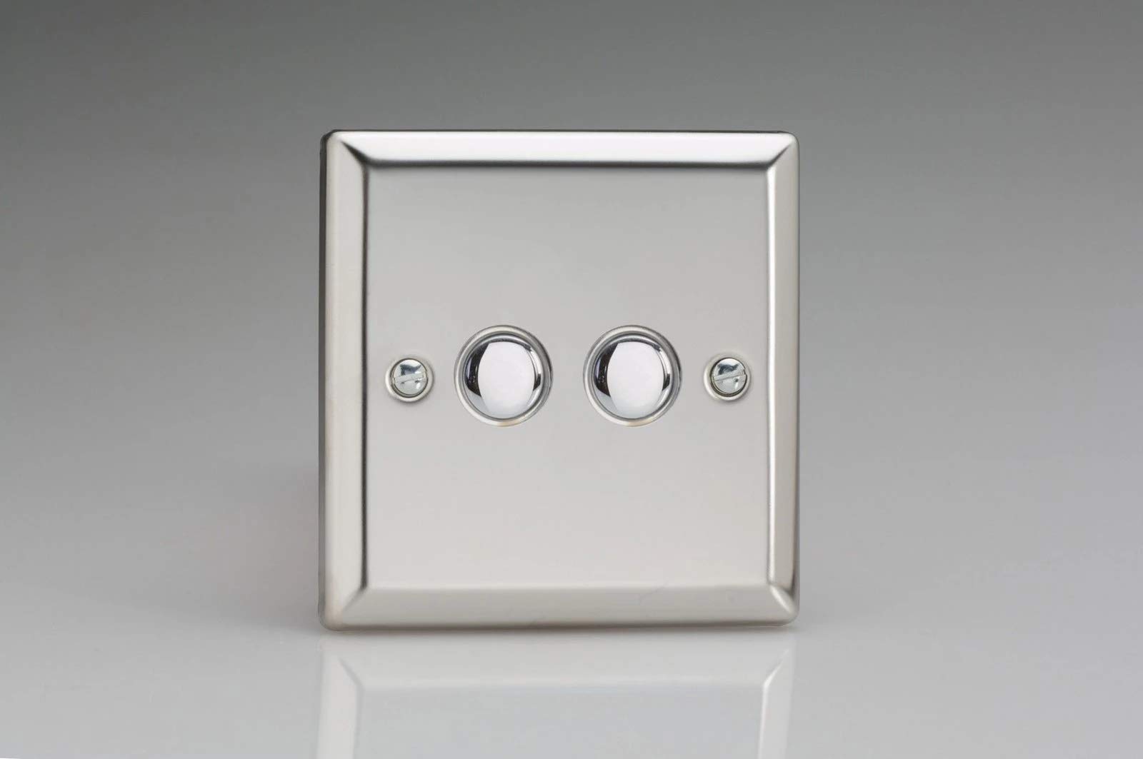 Varilight XCM2 Mirror Chrome 2 Gang 6A 1W Push-to-Make Momentary Switch