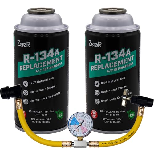 Complaint 2 ZeroR AC Recharge Kit R134a Replacement – Eco-Friendly Refrigerant Gas with 24-Inch Charging Hose Tool for SSV Cans, 2-Cans