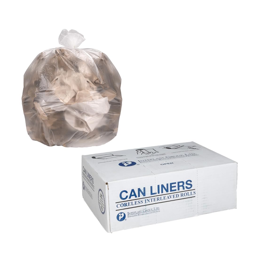 Inteplast Group S434812N 48 Length x 43 Width x 12 Mic Thickness Natural Color HDPE Commercial Coreless Institutional Trash Can Liner Case of 8 Roll 25 Bags per Roll