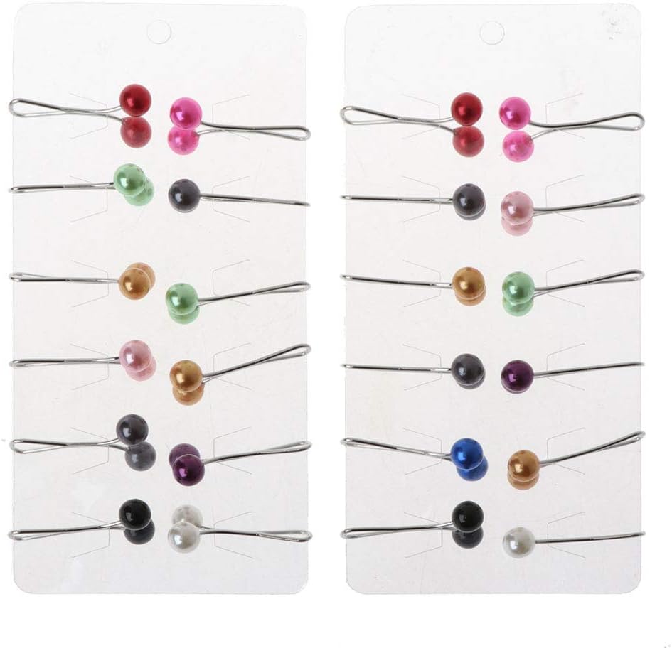 Oushengsi 24Pcs Muslim Hijab Scarf Pin Pearl Clip Scarf Pin Headscarf Shawl Scarf Accessories Lady Muslim Scarf Clips Jewerly Gift