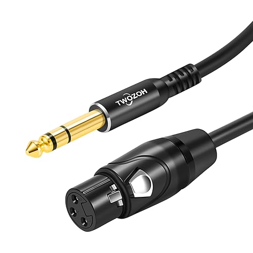 Miniatura 7 de Twozoh Cable XLR hembra a 14 de pulgada (0.250 in), conector de cuarto de pulgada equilibrado a cable de micrófono XLR de 6.6 pies (profesionalHiFi)