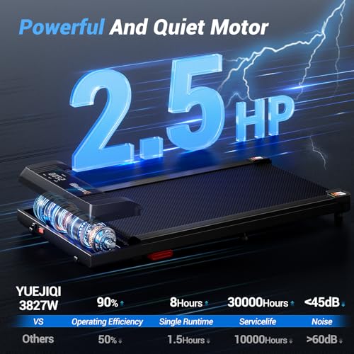 Image of YUEJIQI Walking Pad Under Desk Treadmill with Incline for Home Office, 2.5HP Portable Walking Pad Treadmill with 280 Lbs Weight Capacity, Remote Control, LED Display