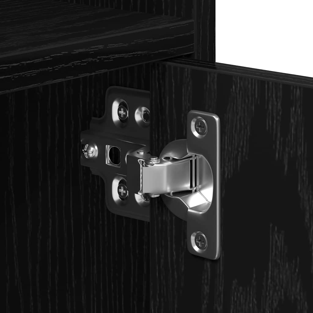 vidaXL Armoire avec étagère avec Roue Chêne Noir 60 x 48 x 74,5 cm, Rangement spacieux, Meuble en Bois rectangulaire, Design Moderne, Pratique pour Votre déco Maison
