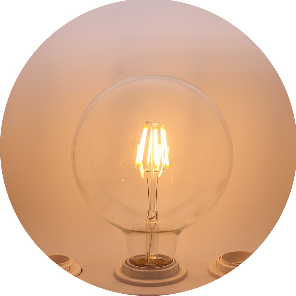 6W Bombillas de Filamento LED E27,G125 Edison LED Retro filamento bombilla 2200K Blanco cálido Luz (8 pack)