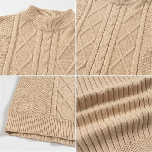 Men's Stand Collar Knitted Slim Fit Long Sleeve Solid Color Warm Pullover Sweater2