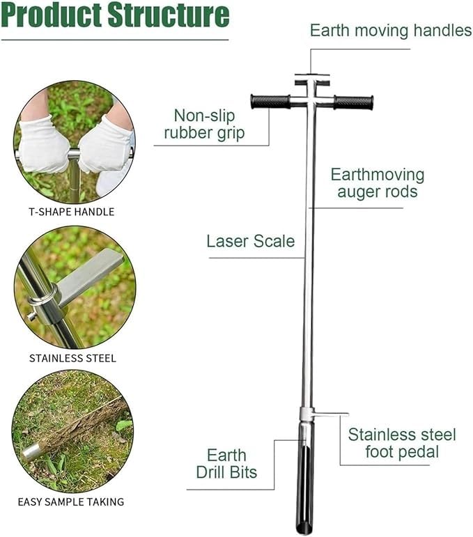 Kit de prueba de suelo para césped con sonda y extractor de núcleos para granjas y jardines 3
