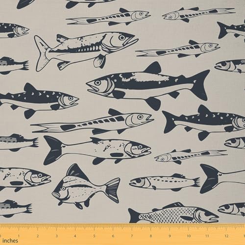 Premium Bass Fish Upholstery Fabric by the Yard - Versatile Waterproof Decor for Fishing Enthusiasts and DIY Projects