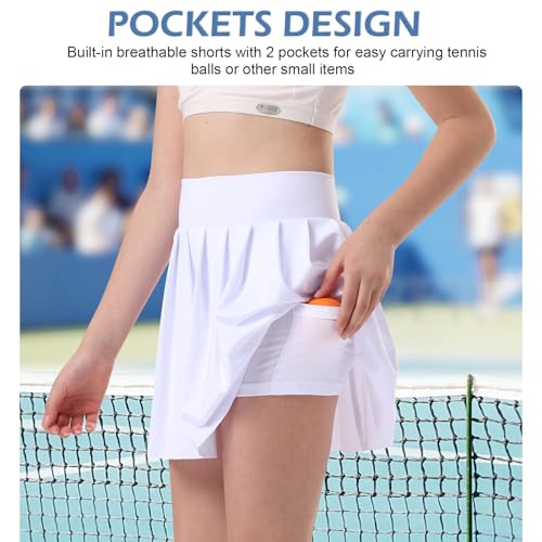 Image of Bezioner Girls Tennis Skirt A-Line Pleated Skirt with Shorts Pocket Uniform Skort for Golf Athletic Cheerleading