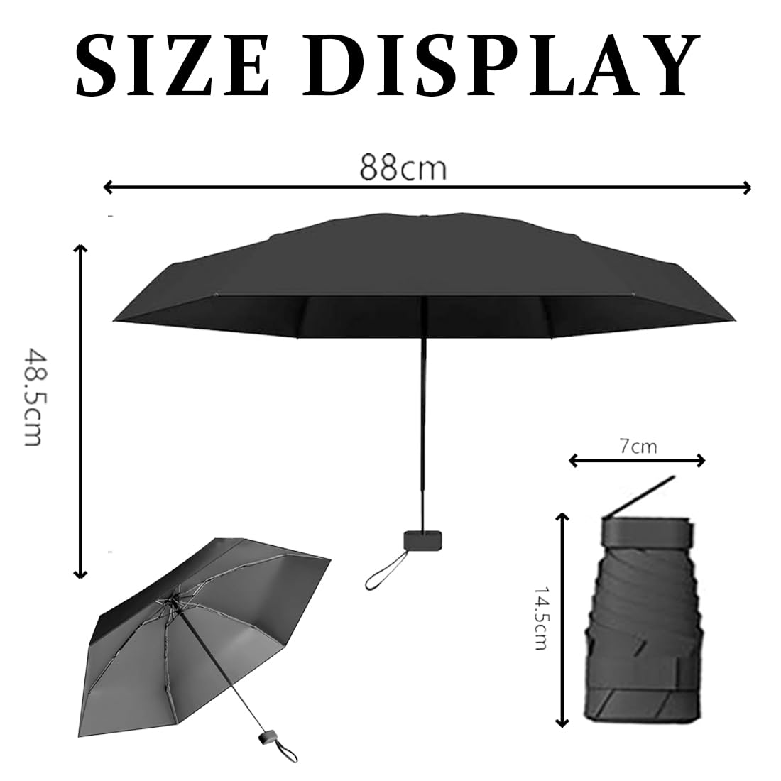 Parapluie de Voyage Compact et Léger–Mini Parapluie Pliant Résistant au Vent (Anti-UV)|Petit Parapluie Portable Compact pour Hommes et Femmes|Ultra Solide, Séchage Rapide&Écologique pour Sac à Main
