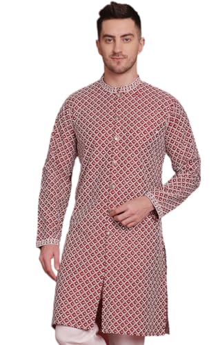 Image of Jompers Men's Silk Blend Regular Fit Sequin Chikankari Front Open Kurtas
