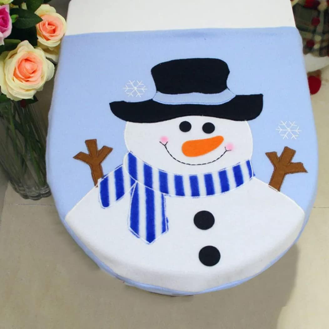 KUYYFDS Christmas Snowman Toilet Seat Cover, Christmas Snowman Lid Novelty Design Single Toilet Cover Xmas Bathroom Decoration Light Blue Christmas Toilet Lid,Tank Covers : Home & Kitchen