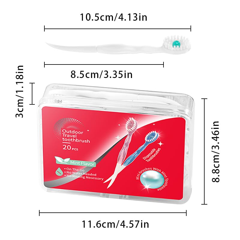 Mini cepillo de dientes desechable Cepillo de dientes de viaje con pasta de dientes Menta portátil 20pcs (20) 5
