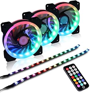 Ubanner DS Addressable RGB LED 120MM Case Fans Remote Control for PC Cases, CPU Coolers, Radiators System (3pcs RGB Fans, A Series)