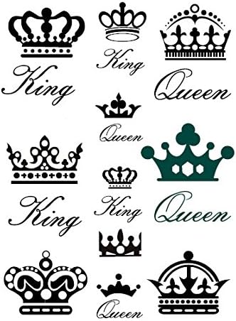 Waterproof Temporary Fake Tattoo Stickers Classic King Queen Crown Design Set of 2