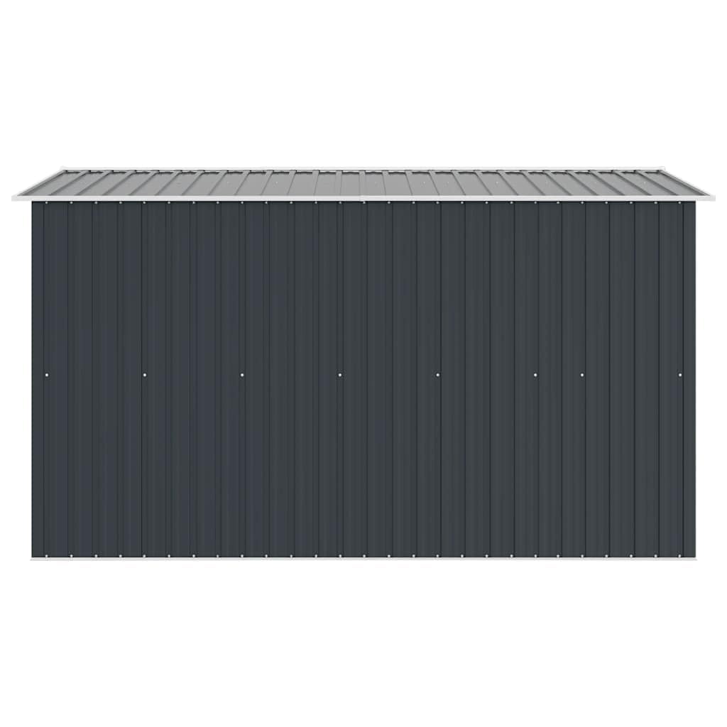 Domek na narzędzia z metalu w kolorze antracytowym, 257 x 298 x 178 cm, ocynkowana stal, szopa ogrodowa z podwójnymi drzwiami przesuwnymi, 4 kratki wentylacyjne, odporne na warunki