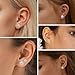 6Pairs Hypoallergenic Flat Back Earrings 316L Stainless Steel Studs for Sensitive Ears, 3-8mm Cubic Zirconia, Stylish Jewelry for Women Men S