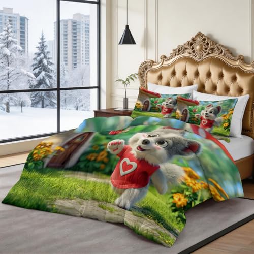Couette 2 personnes 220x240 verte édredon réversible 4 saisons - 4
