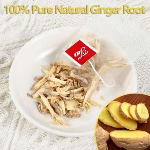 60 Premium Ginger Tea Bags, Made with 100% Natural Ginger Root, Warm & Spicy, Support Digestion & Boost Immunity, No Additives & Caffeine Free. - Image 3
