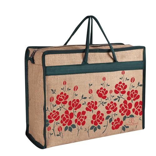 Image of BLACKBOXES Printed Jute Market Tote Handles Reusable Grocery Bag