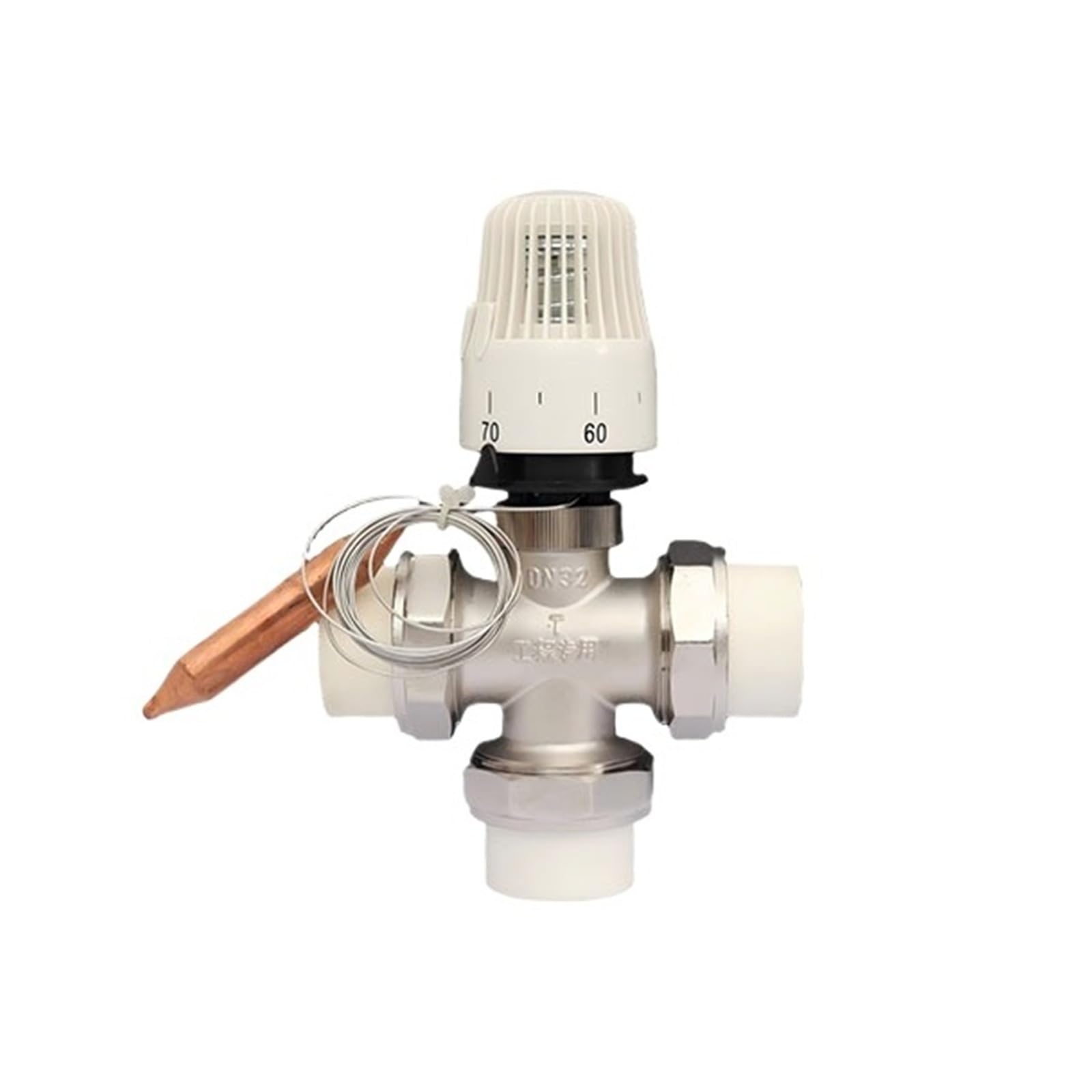 Controllo 20-70 ℃ Sistema di riscaldamento a pavimento valvola termostatica for radiatore M30*1.5 Valvola a 3 vie con telecomando(Light Grey)