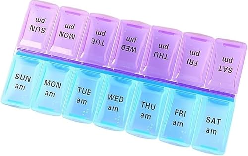 Weekly Pill Organizer AM PM Daily Medication Box – 7‑Day Portable Pill Case with Flip‑Top Compartments – Small Travel‑Friendly Pill Container for Vitamins & Supplements