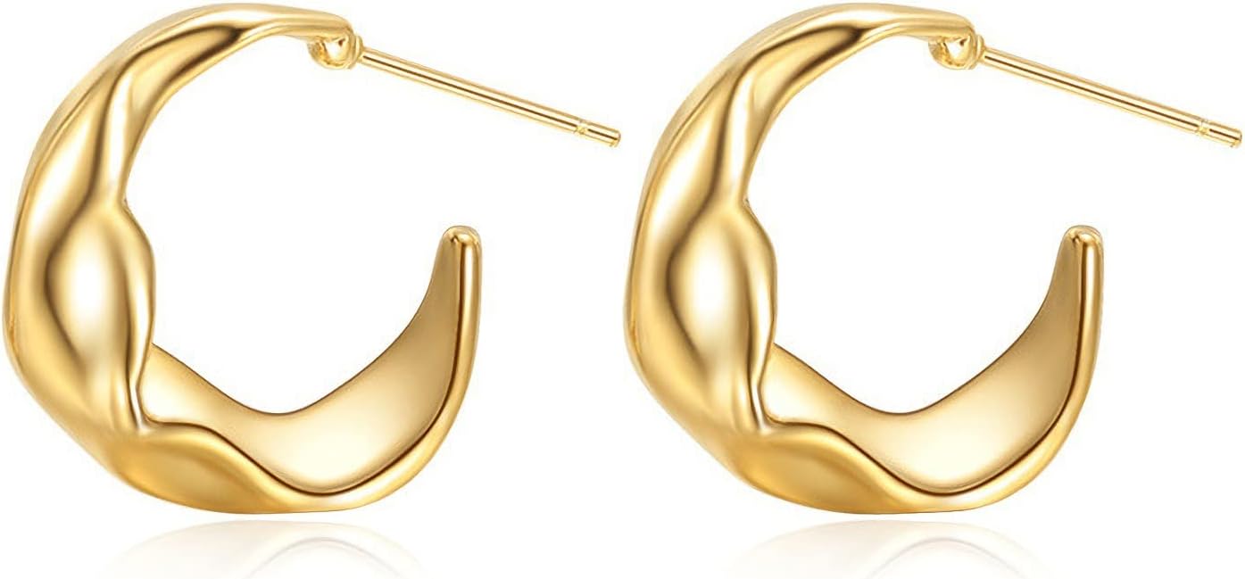 Ribbon Ballet Gold Gacimy Hoop Earrings for Women 14K Real Gold Plated, 925 Sterling Silver Gold Hoops for Women