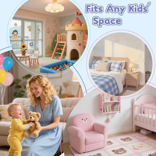 Mirightone Floor Bed for Kids, Full Size Montessori Beds with High Fence Railings, Wood Playhouse Bed with Rails, Light & Storage for Baby Boys Girls Teens, No Slats Included, Natural