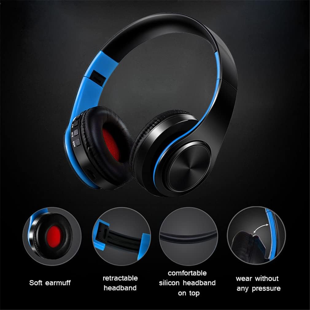 Wireless On-Ear Bluetooth 5.0 Headphones, Foldable Sport HiFi Stereo Sound Headset with Microphone Noise Canceling, Hi-Res Audio, 10 Hours Playtime,Orange