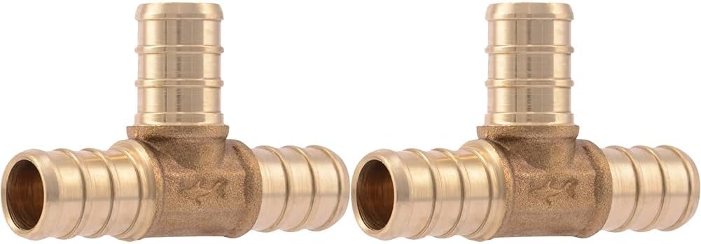 SharkBite 1/2 Inch Crimp Tee, Brass Plumbing Fitting, PEX Pipe, PE-RT, UC362LFA (Pack of 2)