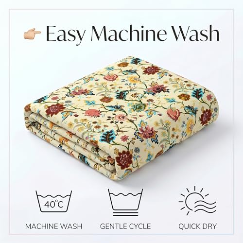 Image of Mafatlal Saanjh 144 TC Cotton Single Bedding Collection 90x60 Inch | Breath Easy Summer Fabric | Elegant Printed Surface | Block Printed | Durable Comfort Weave | Pillowcase Included | Soft Yellow